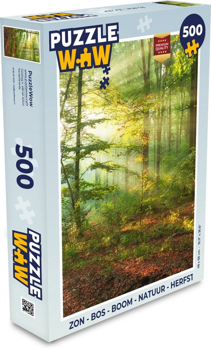 Puzzel Zon - Bos - Bomen - Natuur - Herfst - Legpuzzel - Puzzel 500 stukjes