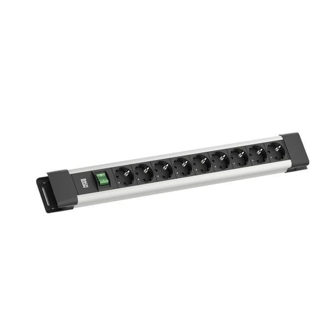 BACHMANN CONNECTUS 9xCEE7/3, 1xschakelaar 2,0 m CEE7/7 grijs