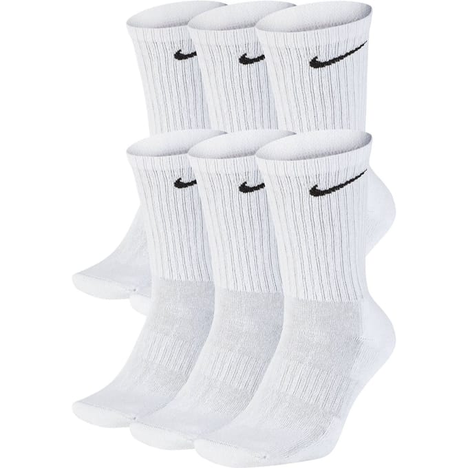 6-pack Nike Everyday Cushion Crew Training Socks - wit - met zwarte swoosh - maat XL