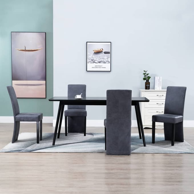 vidaXL - Eetkamerstoelen - 4 - st - kunstsuède - grijs