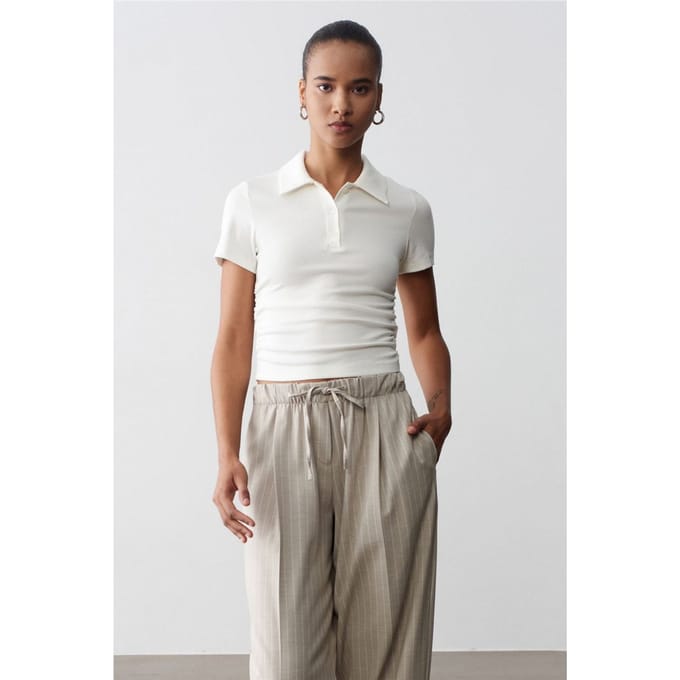 Dames Crop Slim Fit Polo T-shirt