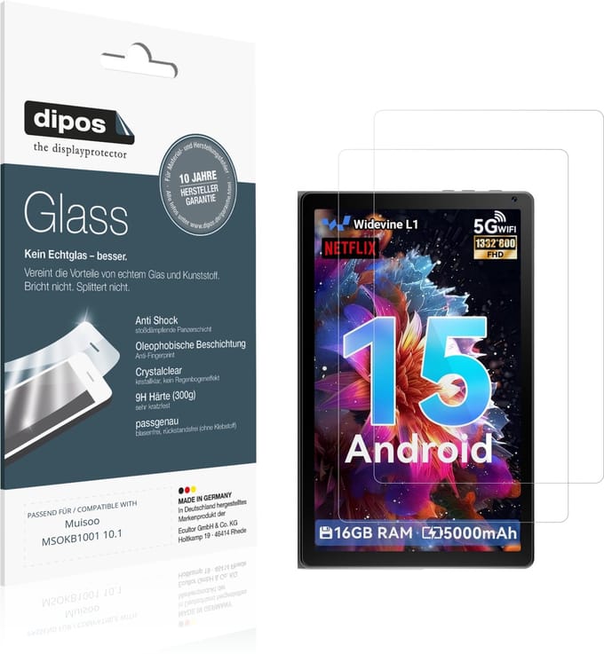 dipos – 2x Pantserfolie geschikt voor Muisoo MSOKB1001 10.1 | 9H Screenprotector