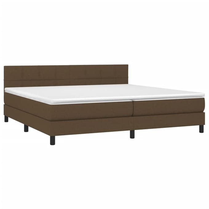 vidaXL - Boxspring - met - matras - en - LED - stof - donkerbruin - 200x200 - cm