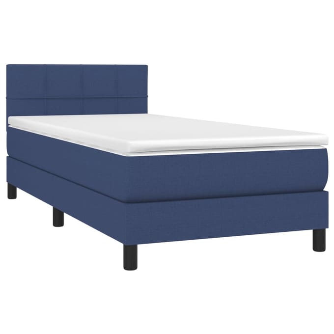 vidaXL - Boxspring - met - matras - en - LED - stof - blauw - 80x200 - cm