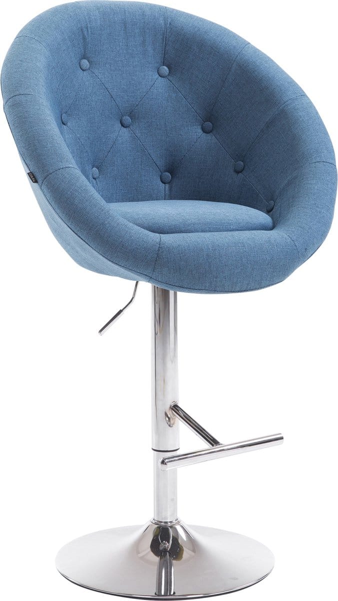 CLP London V2 Barkruk Stof blauw chroom