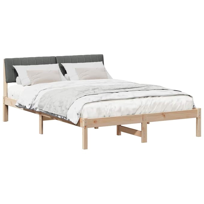 vidaXL - Bedframe - Bruin - en - donkergrijs - 135 - x - 190 - cm - Massief - grenenhout