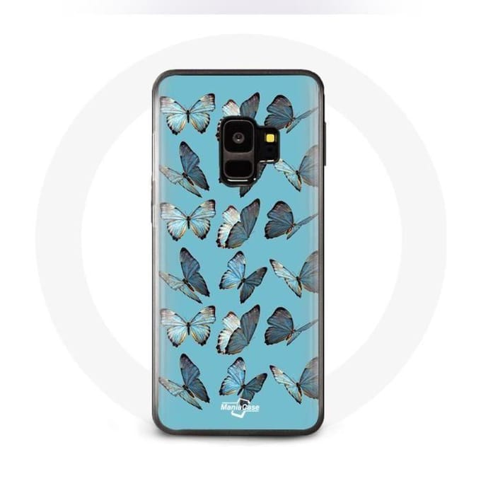 Coque - Samsung - Galaxy S9 - Papillons - Souple - Protection Synthétique bleu