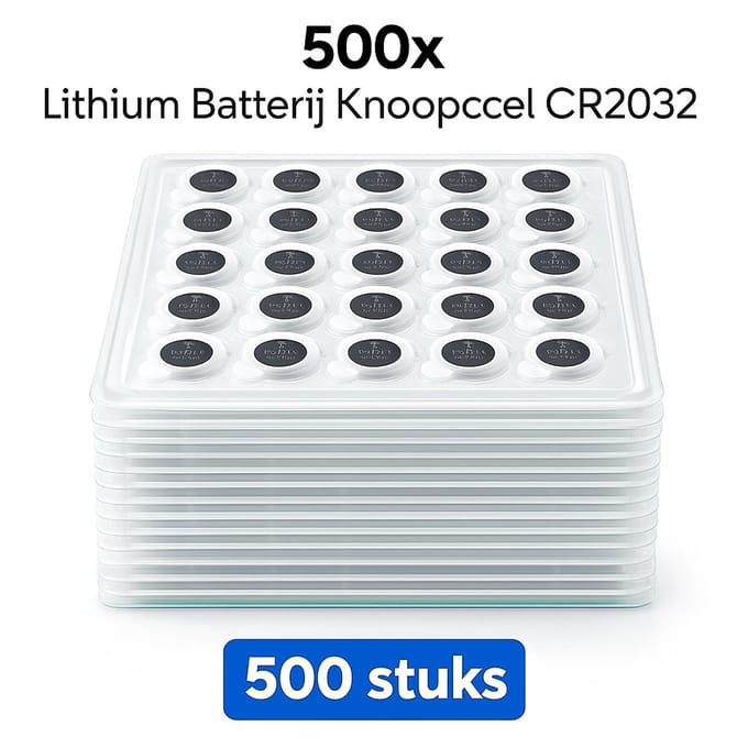 knoopCell batterij 500st – CR2032 Batterij – 3 Volt – Langdurig – Voor Elektronica