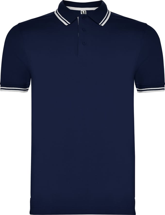Heren polo 'Montreal' merk Roly maat S Donkerblauw/Wit