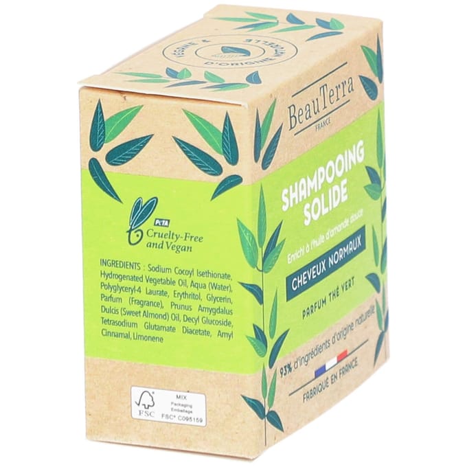 BeauTerra Shampoo Bar Normal Hair Green Tea 75 g