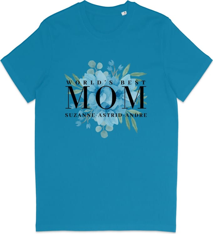 T Shirt Dames Gepersonaliseerd Cadeau - Beste Moeder Van De Wereld - Blauw - S