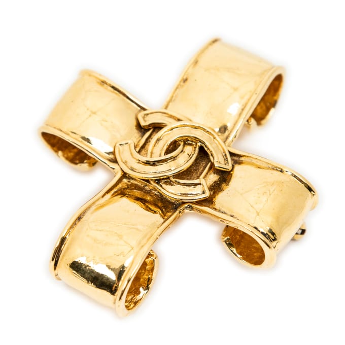 CC Cross Brooch Pin   Broche