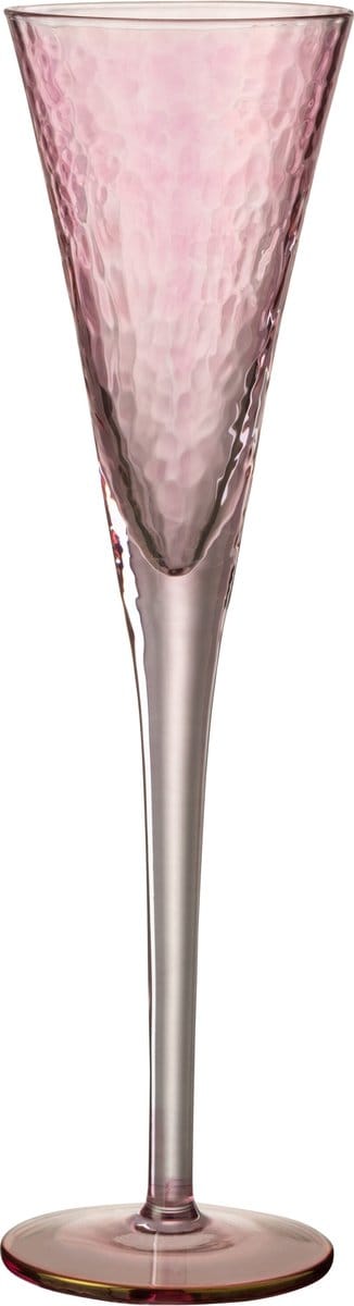 J-Line glas champagne Oneffen - glas - transparant/roze - 4 stuks