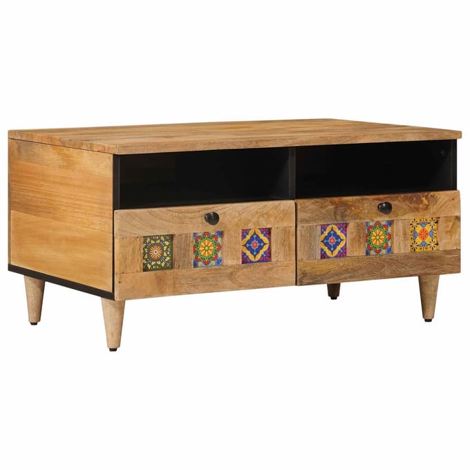 vidaXL - Salontafel - Naturel - 80 - x - 54 - x - 40 - cm - Massief - Mango - Hout