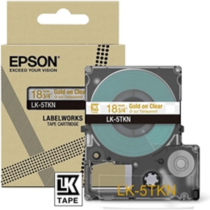 Epson LK-5TKN tape goud op metallic transparant 18 mm (origineel)
