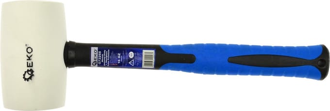 GEKO Rubberen hamer - wit - glasvezel handvat - antislip grip - 450g