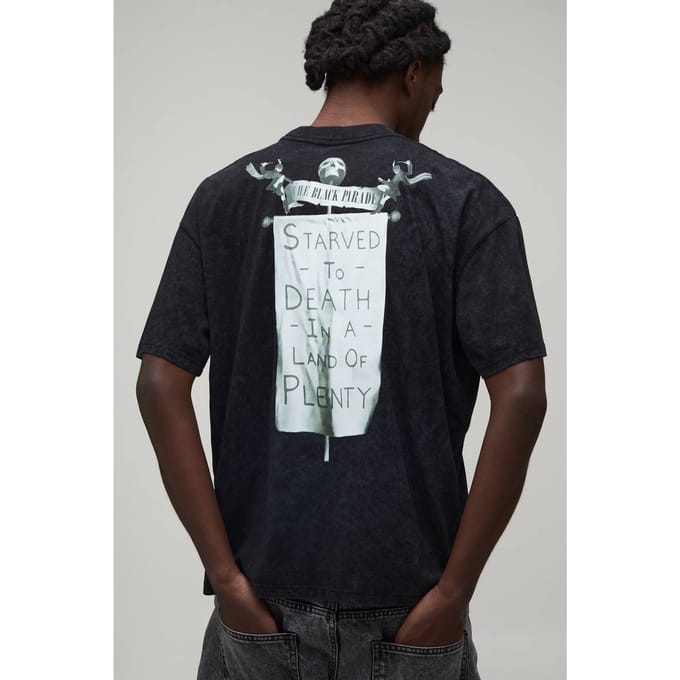 Oversized My Chemical Romance Acid Wash Licentie Print T-shirt | Washed Black | Size Medium