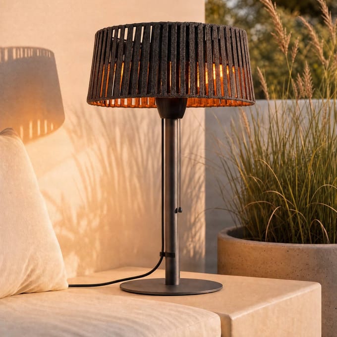 Lucande terrasverwarmer Pyravo, zwart, aluminium, 70 cm, IP44