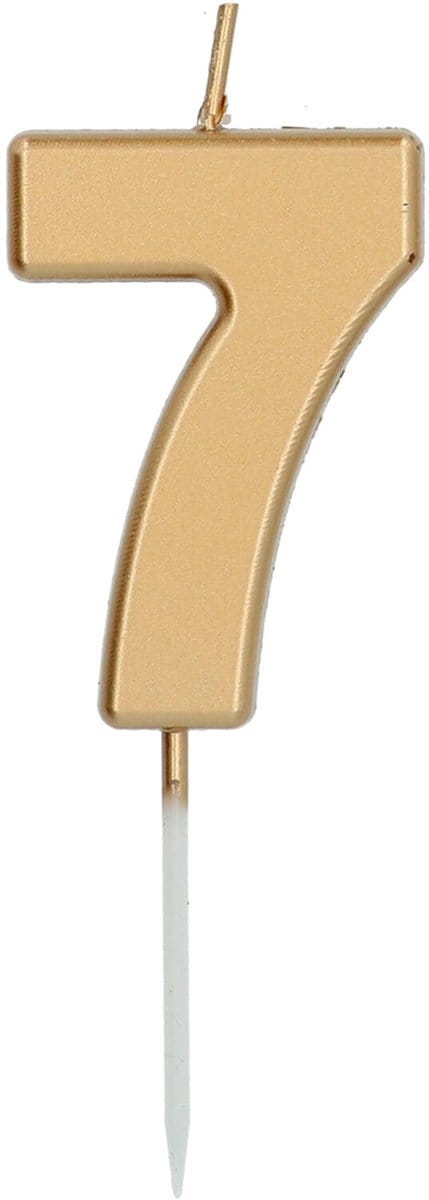 Folat - Kaars cijfer 7 goudkleurig 5 cm