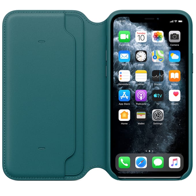 Leather Folio Bookcase voor de Apple iPhone 11 Pro - Peacock