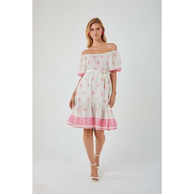 Bloemen Off Shoulder Midi-jurk