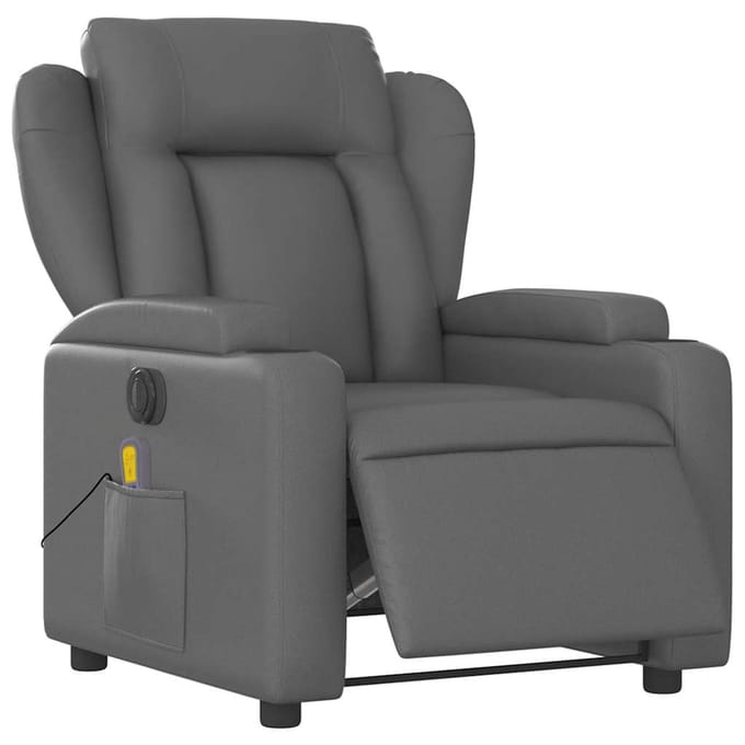 vidaXL - Massagestoel - verstelbaar - elektrisch - kunstleer - grijs