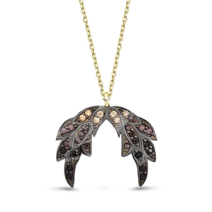 18K Goud Blad met Kristal Ketting - 40cm +5cm