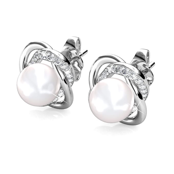 Simply Pearl oorbellen - Zilver en kristal