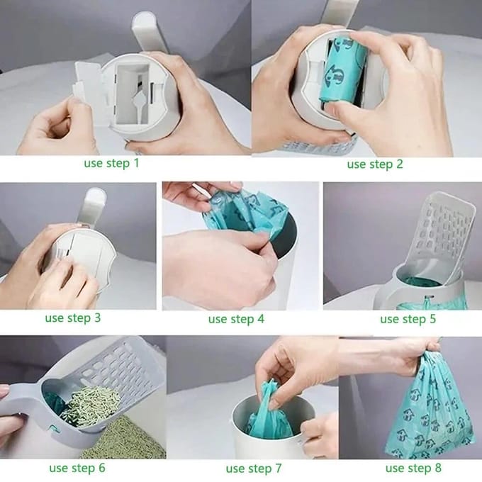 Pelle à litière pour chat, filtre, nettoyage des toilettes, ramasseur de déchets, bac à litière pour chat, autonettoyant, fournitures pour chats, accessoire gris