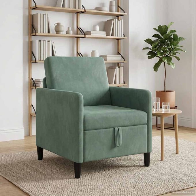 vidaXL - Sofa - met - Opbergruimte - Zeegroen - 72 - x - 78 - x - 87 - cm - Polyester