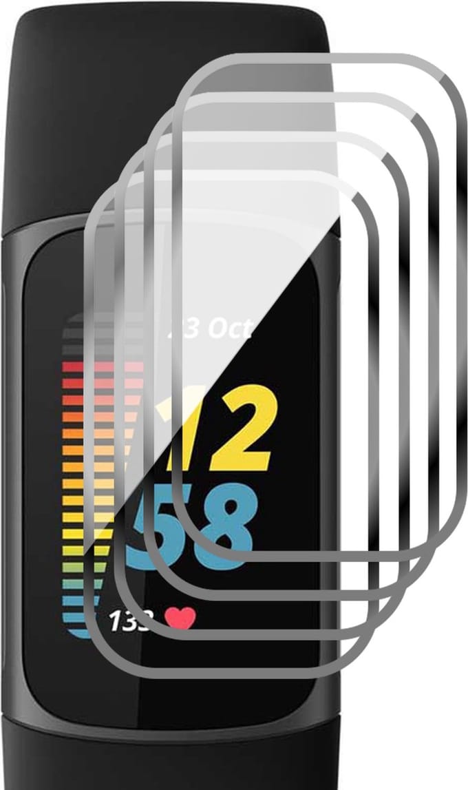 Screenprotector geschikt voor Fitbit Charge 5 - 4x Full Screen Protector PET FlexGuard