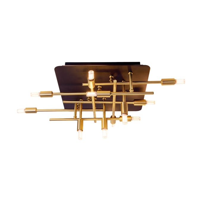 Näve Plafondlamp Ancona 11-lamps, messing/zwart