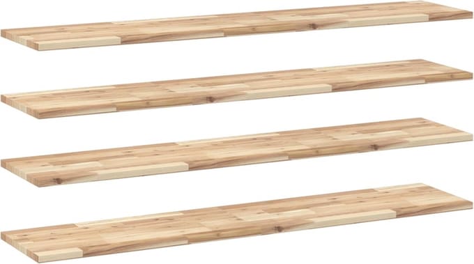 vidaXL - Wandschappen - 4 - st - zwevend - 140x30x2 - cm - onbehandeld - acaciahout