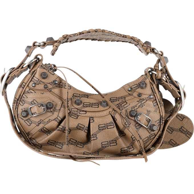 Balenciaga Monogram Le Cagole Mini Crossbodytas in beige gecoat canvas