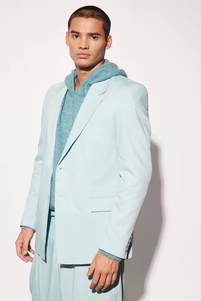 Oversized Boxy Fit Blazer | Blue | Size 48