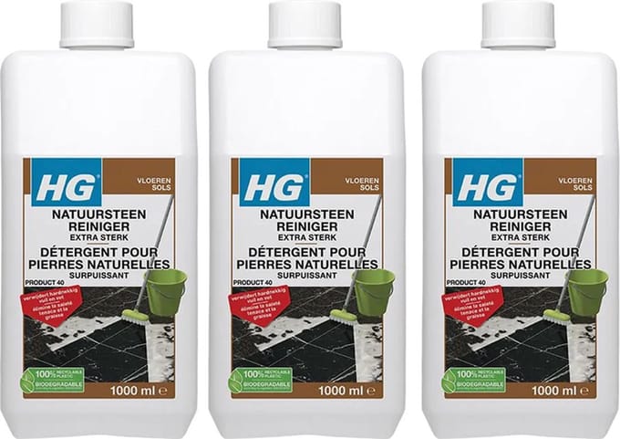 HG natuursteenreiniger extra sterk - 3 stuks + Gratis KD Spons