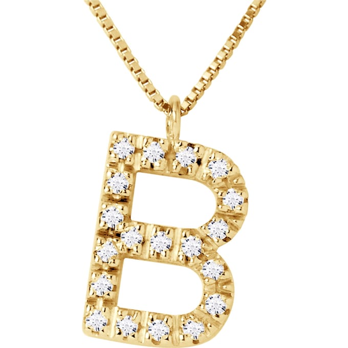 Collar ABC Diamonds 0,10 Cts BRIEF "B" 18 karaats geel goud