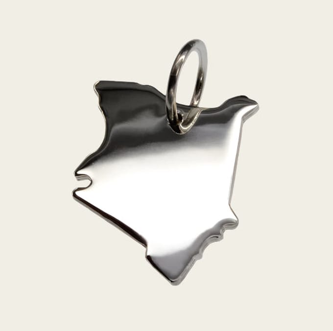 Zilveren Landkaart Kenia ketting hanger