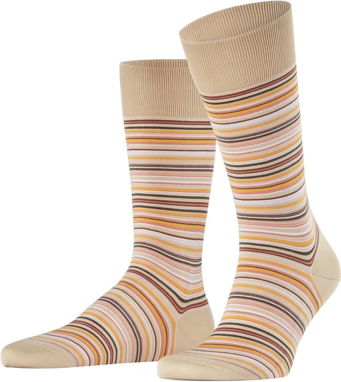FALKE Microblock gedessineerd katoen sokken heren beige - maat 39-40