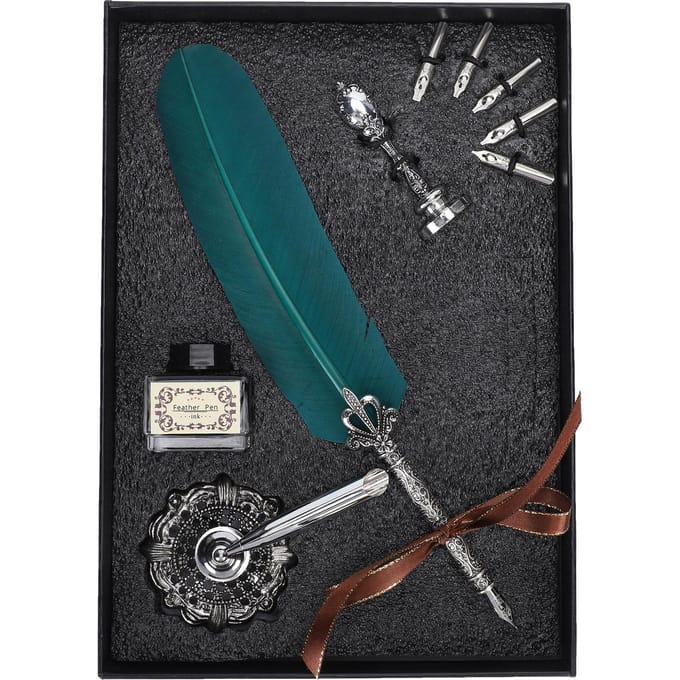 Kielpen Set Veer Schrijven Dip Pen Stempel Studenten Leraar Antiek Kalligrafie Vintage CadeauGroen groen