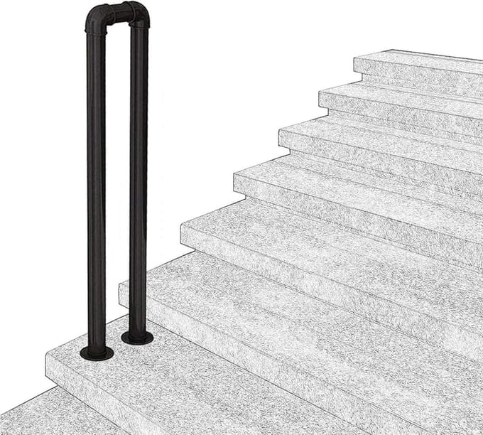 Trapleuning - Binnen Buiten - Veilig Traplopen - Smeedijzer Constructie - 80 cm - Zwart