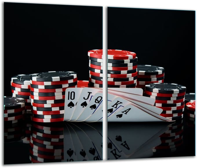 TMK ArtDeko - Snijplank - Glas - 2x30x52cm - Poker Motief