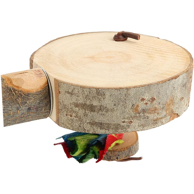 Support Rond en Bois pour Oiseau Plateforme Naturel Épais Robuste Perchoir Plateforme pour Cage d'Oiseau pour Perruche Calopsitte Perruche Ondulée Medium 31.5x15.75in beige
