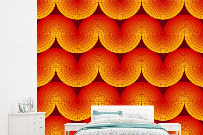 Behang - Fotobehang Design - Retro - Rood - Abstract - Breedte 245 cm x hoogte 220 cm