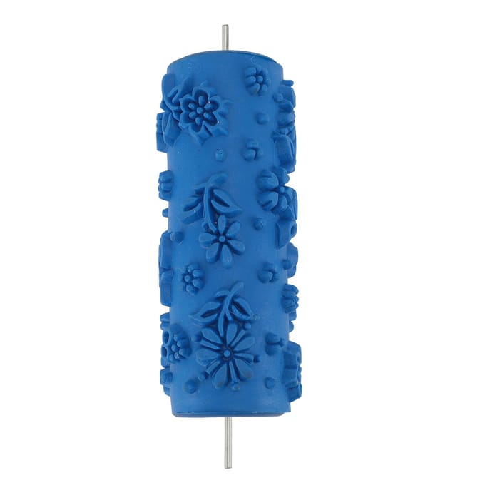 5 inch Patroon Verfroller Textuur Rubber Roller Decoratieve Rubber Roller voor Doe-het-zelf Schilders blue