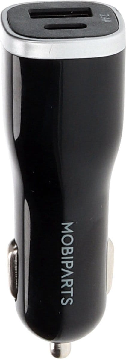 Mobiparts Car Charger Dual USB-A en USB-C 12W/2.4A - Zwart