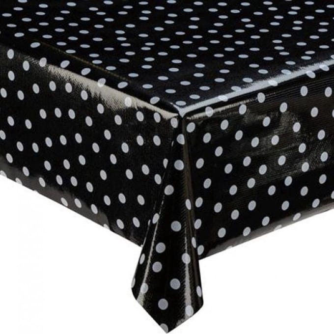 Atelier Du Baj Polka Black Mexicaans Tafelzeil - 250 x 120 cm