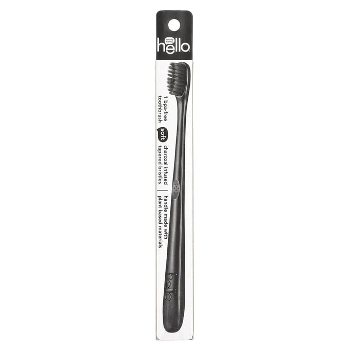 Hallo, BPA-vrije houtskool tandenborstel, 1 verpakking gray