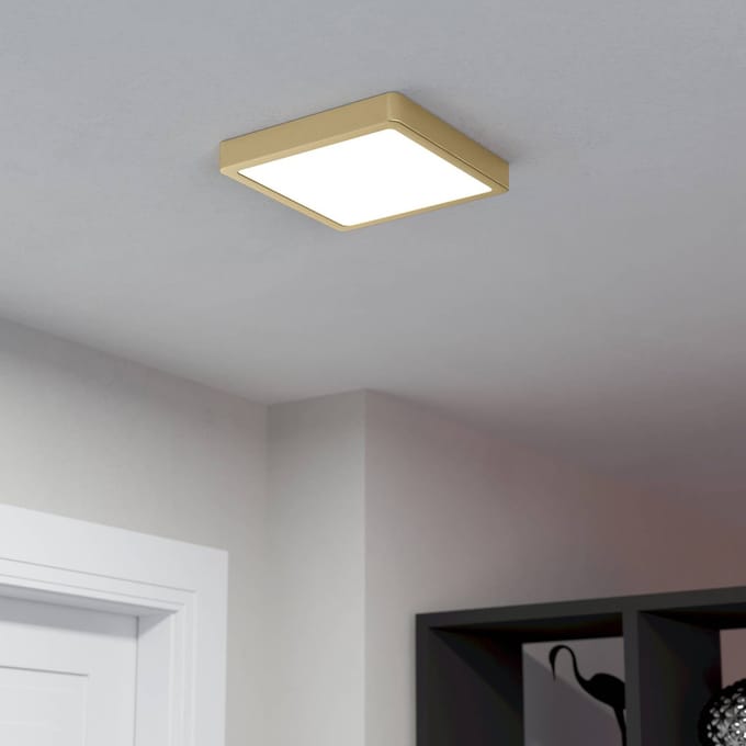 EGLO LED opbouwpaneel Fueva 5 IP20 830 messing 21x21cm