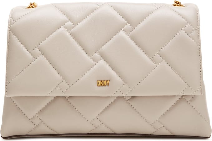 DKNY Leren Schoudertas Avondtas Willow Leather Shoulder Bag Stone Beige